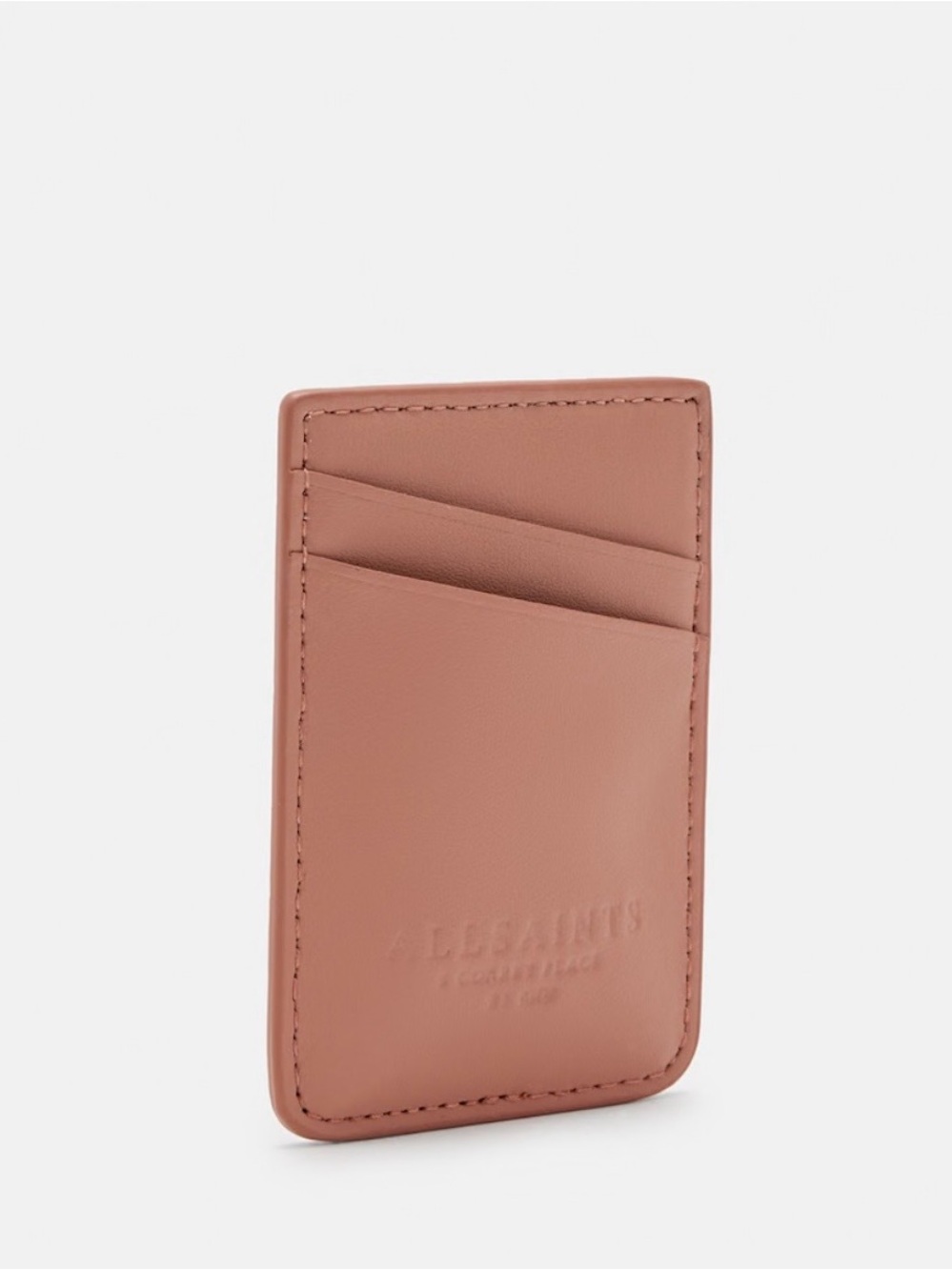 Allsaints CALLIE MAGNETIC LEATHER CARDHOLDER in alabaster pink NWT